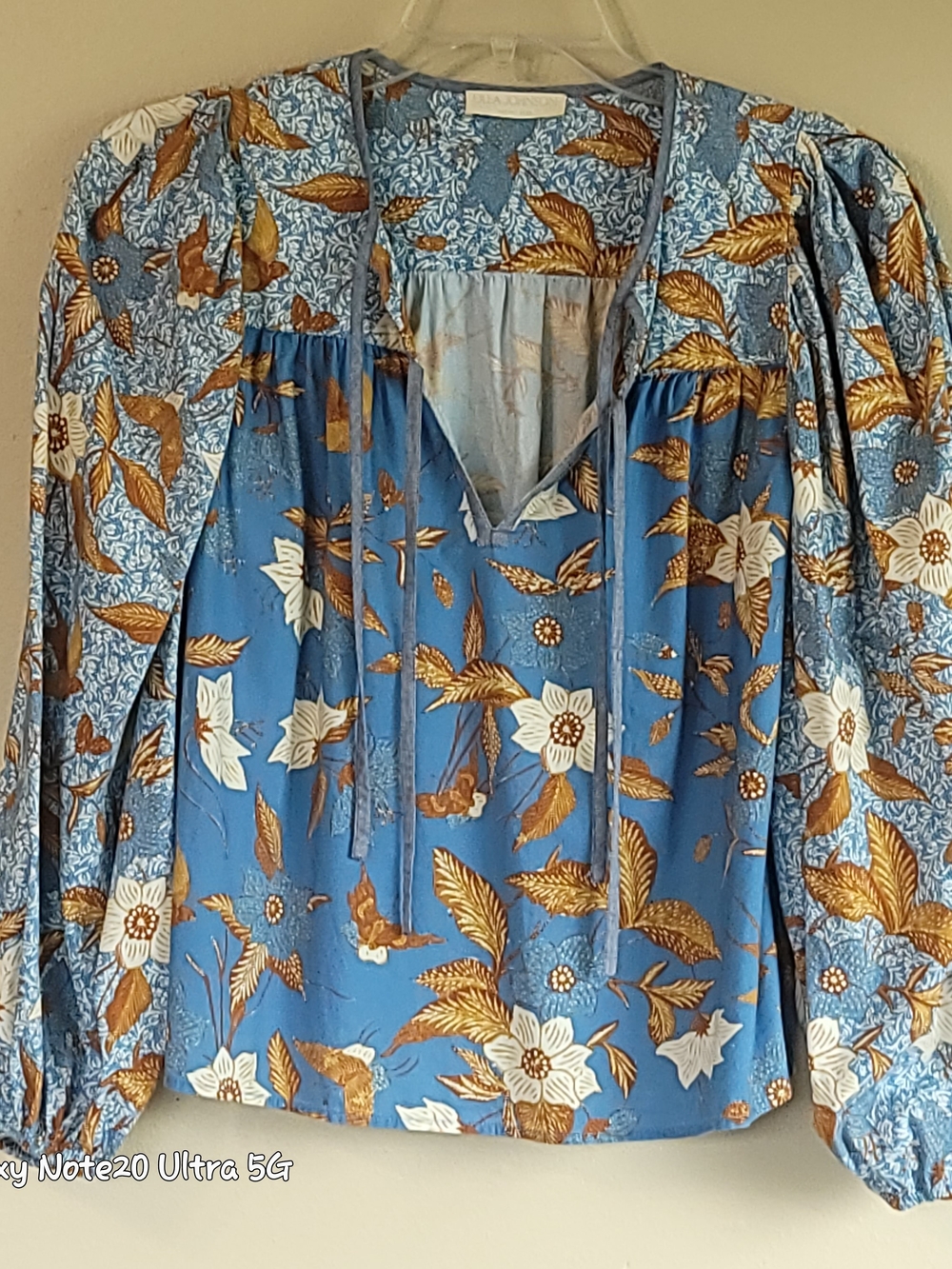 EUC Ulla Johnson Joanie Blouse Lapis Blue Floral Balloon Sleeve Top Sz2 Pristine